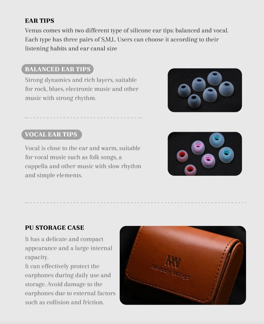Melody Wings Venus | 10mm Dynamic Driver + 3x BA In-Ear Monitors | VGP 2026 Japan Gold Award Winner | HiFi IEM