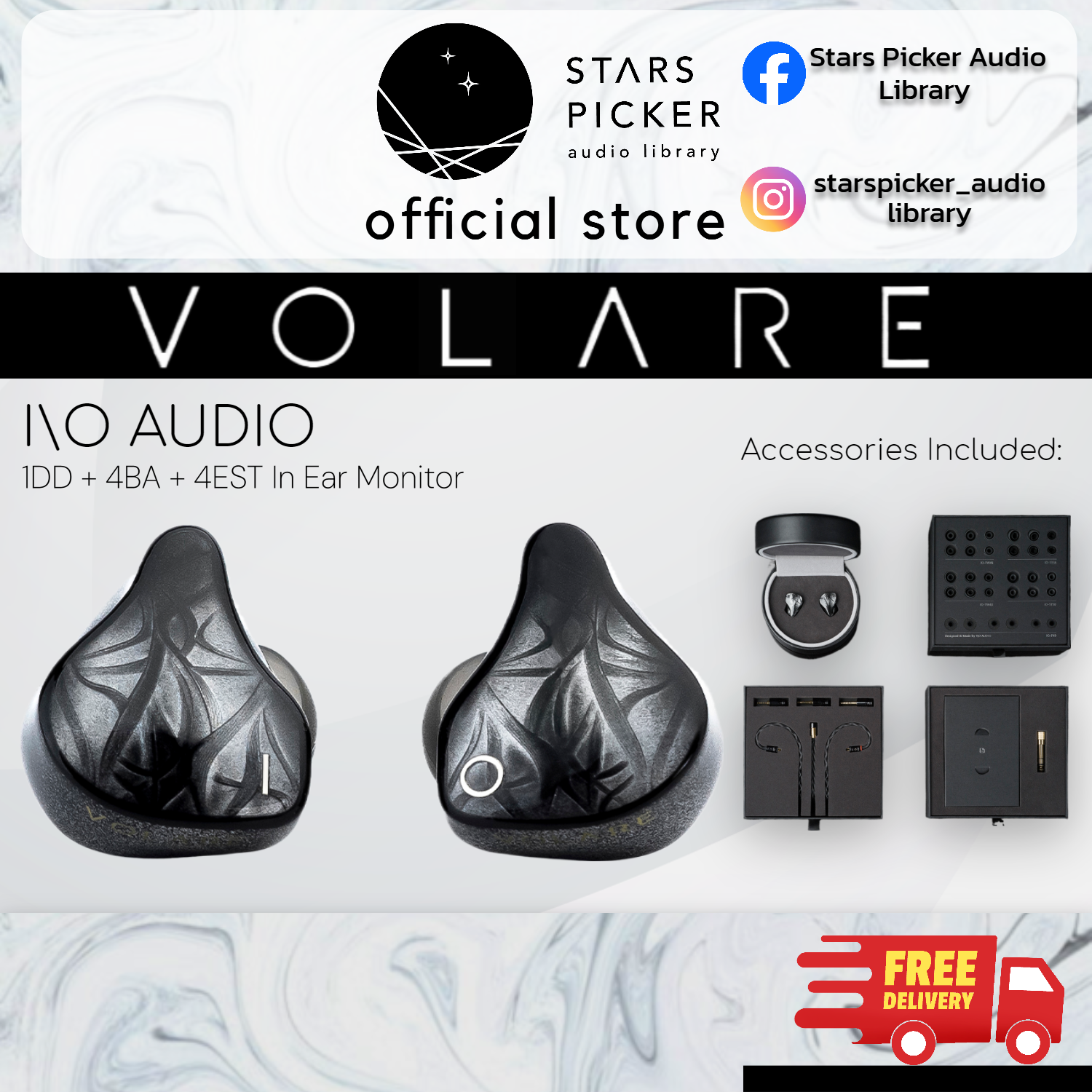 IO Audio IOAudio Volare Flagship In Ear Monitor 1DD + 4BA + 4EST