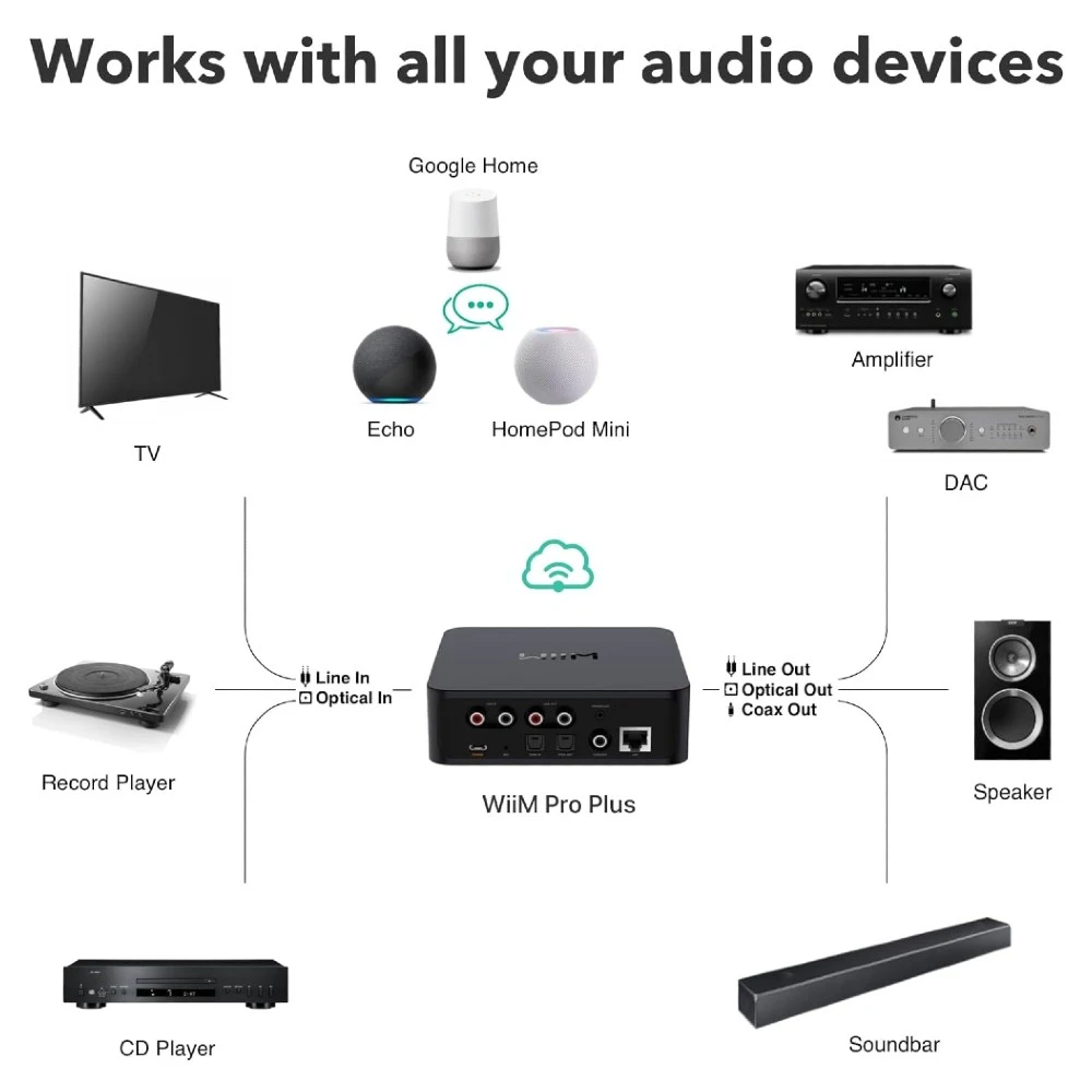 WiiM Pro+ Audiophile Music Streamer | AKM 4493SEQ Velvet Sound DAC | Pro Plus | WiFi Streamer