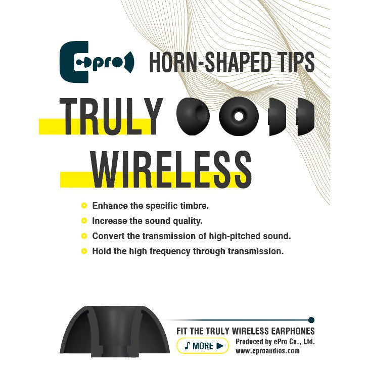 E Pro Horn-Shaped Tips TW01 - Carbon Material Silicone Ear Tips for True Wireless IEM Earphone TWS Epro E-pro Eartips