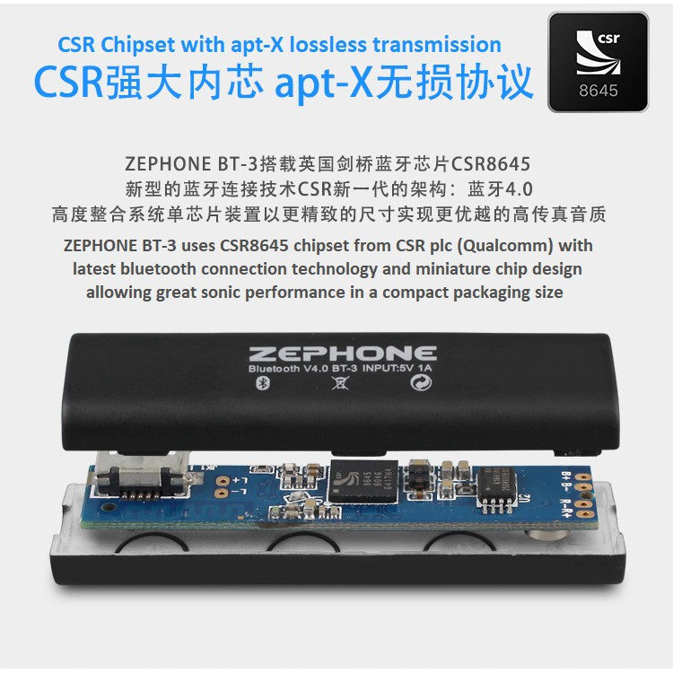 Zephone BT-3 Bluetooth apt-X IEM Upgrade Cable ( MMCX, CM 0.78 2-Pin, A2DC, IM )