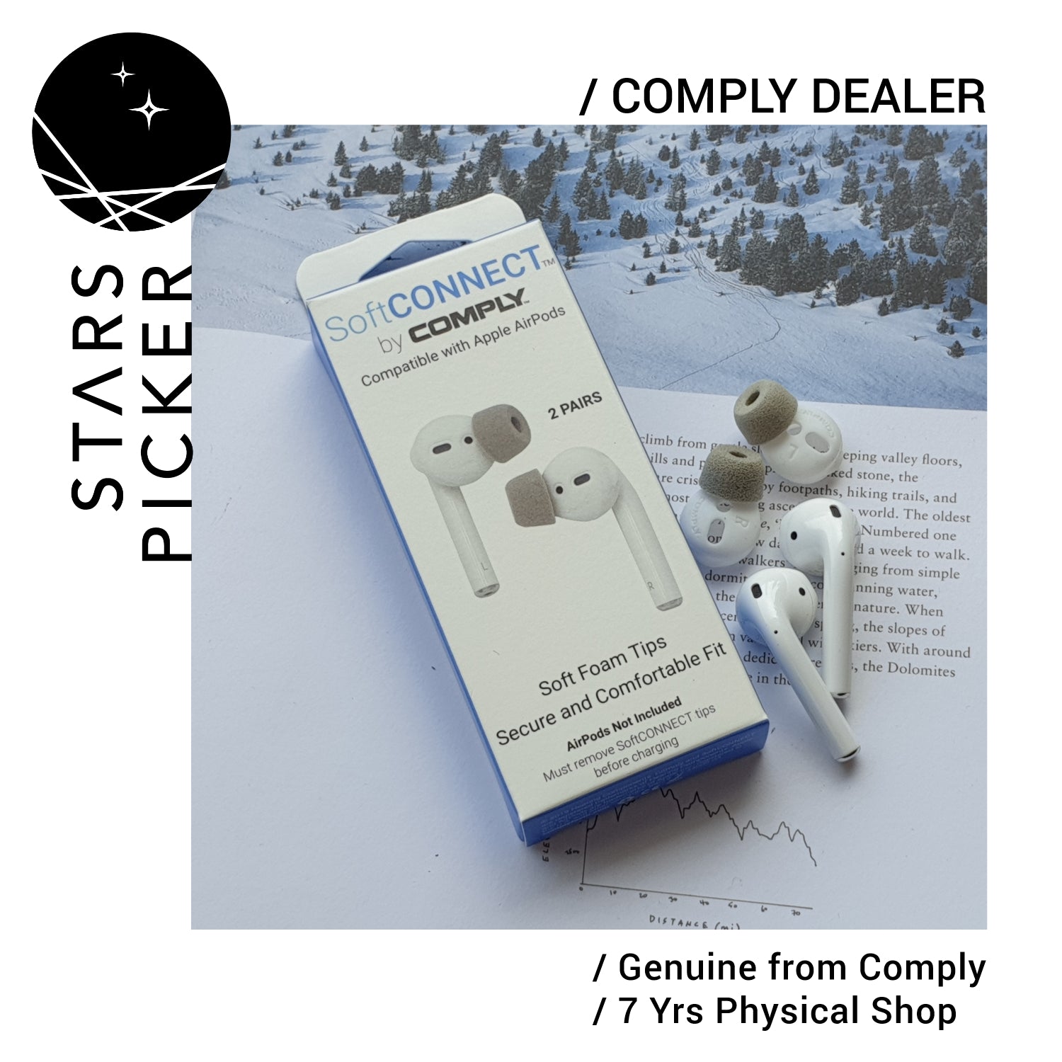 Comply SoftCONNECT (44-44001-00) Soft Foam Eartips for Airpods 1.0 gen / 2.0 gen (M size only)