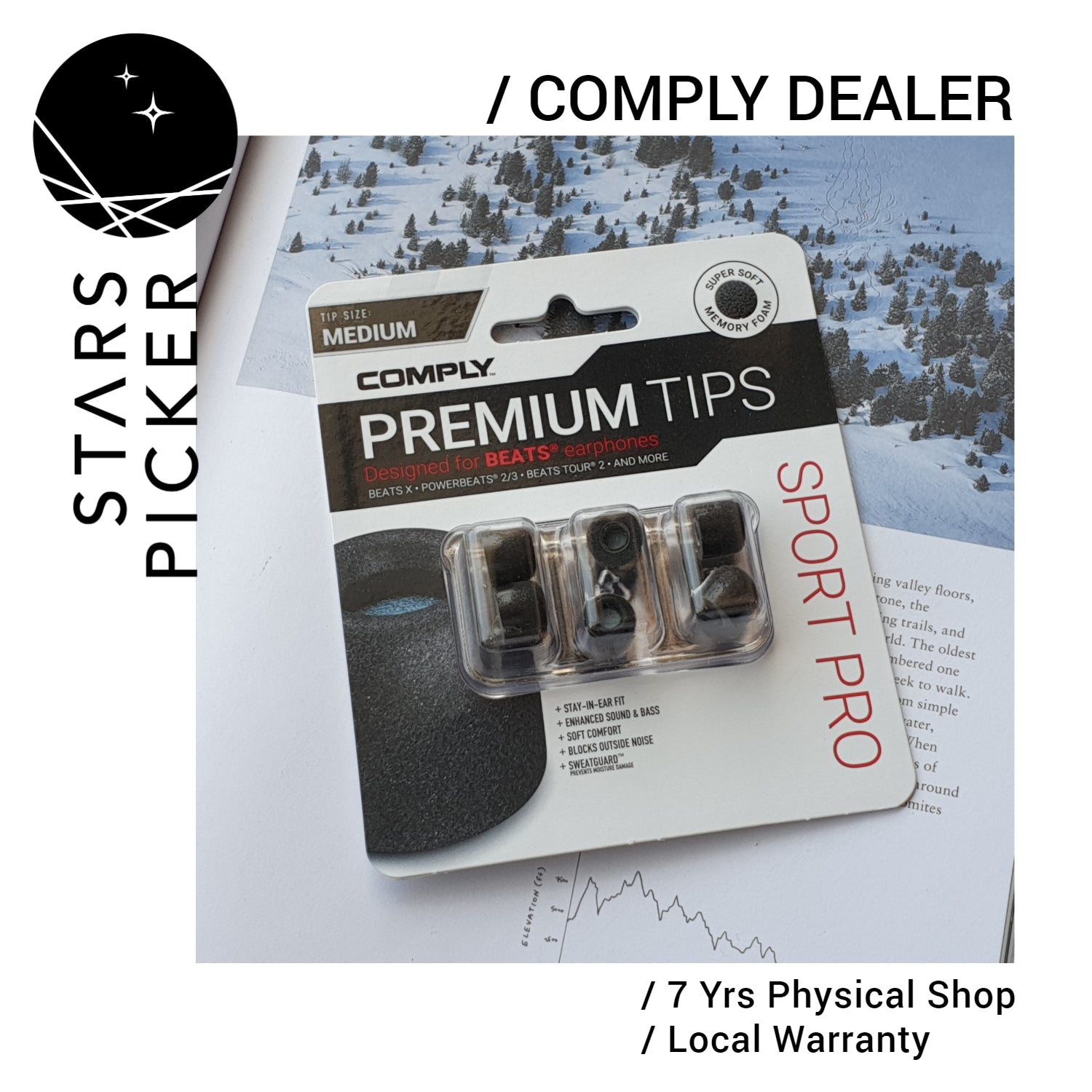 Comply Sport Pro for Beats earphones Powerbeats 2/3 (19-42101-11) Memory Foam Eartips (M size only)
