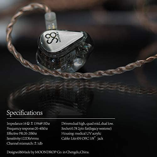 Moondrop S8 - 8 BA Balance Armature Drivers IEM In-ear Monitor Earphone with Detachable Cable Knowles
