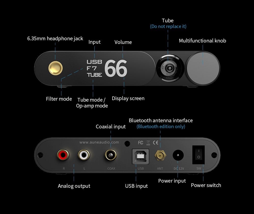 Aune Flamingo / Flamingo-BT (2022) Hi-Res Hybrid Op-Amp Tube DAC Headphone Amp 32bit PCM768k DSD512 Bluetooth aptX LDAC