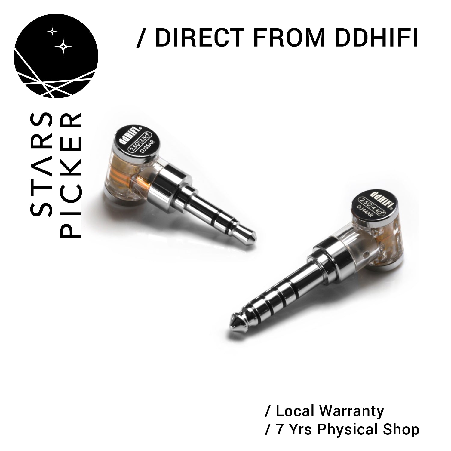 [5% off] ddHifi DJ35AR / DJ44AR Rhodium Plated 2.5mm (Female) to 3.5mm/4.4mm (Male) Adapter